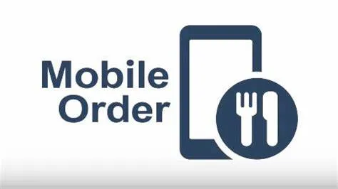 Mobile Order, phone and utensils in blue